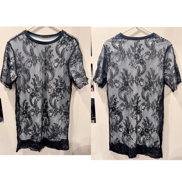Black Floral Overlay Shirt/Dress - Picture 1 of 1